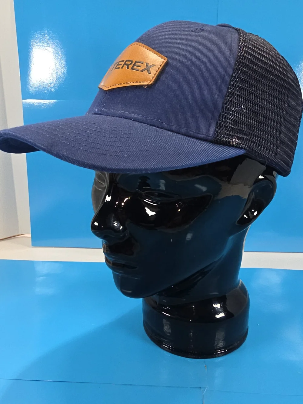 Men's Navy and Black Trucker Hat with Leather Patch